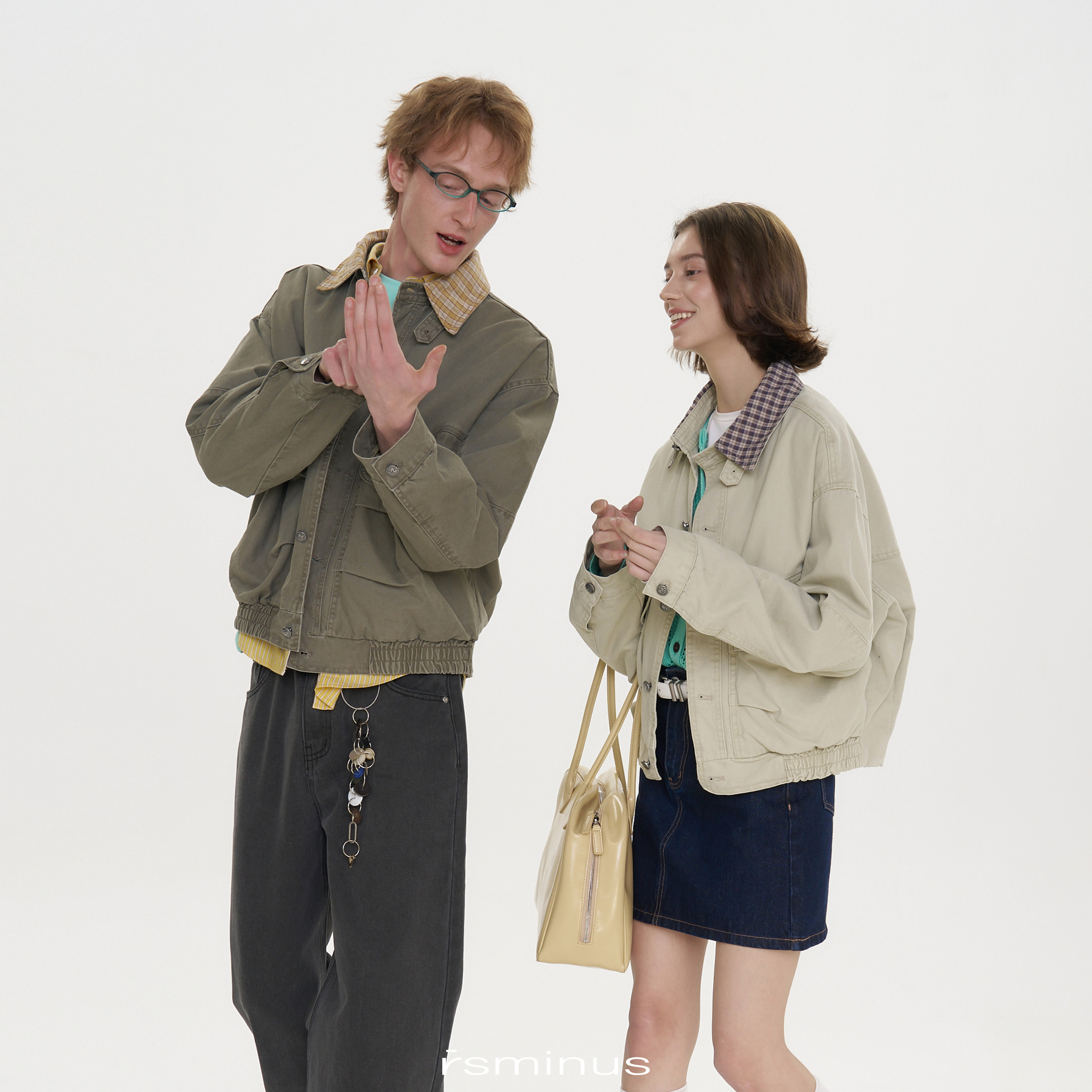 riverstone男女同款工装复古哈灵顿格子撞色外套2026春