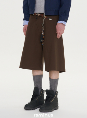 riverstone男装宽松工装斜门襟七分短裤2026春季新款时尚百搭微喇