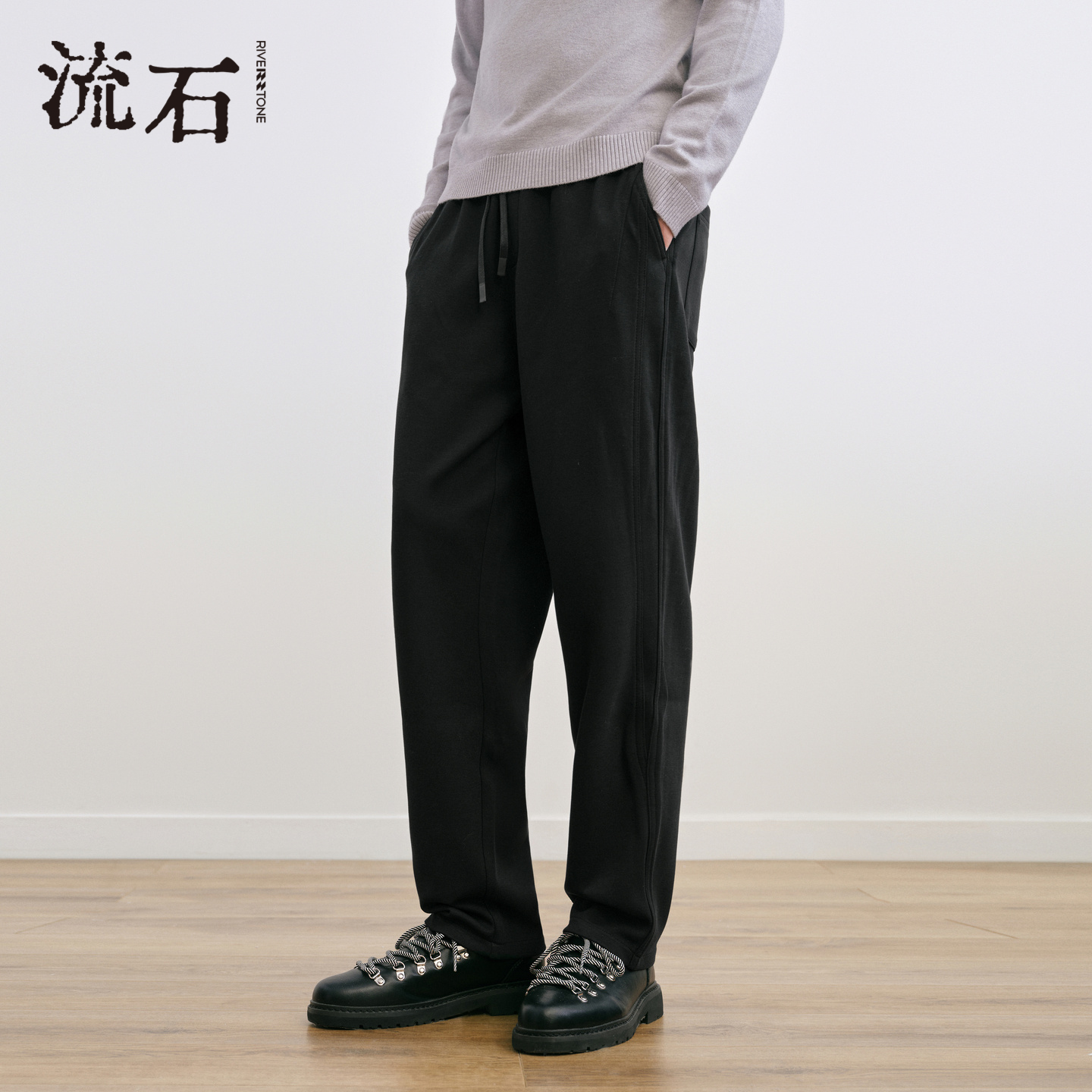 商场同款流石男装黑色休闲长裤子