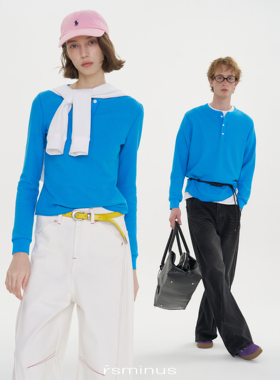 riverstone男女同款华夫格亨利领打底长袖T恤2026年春季新款上衣