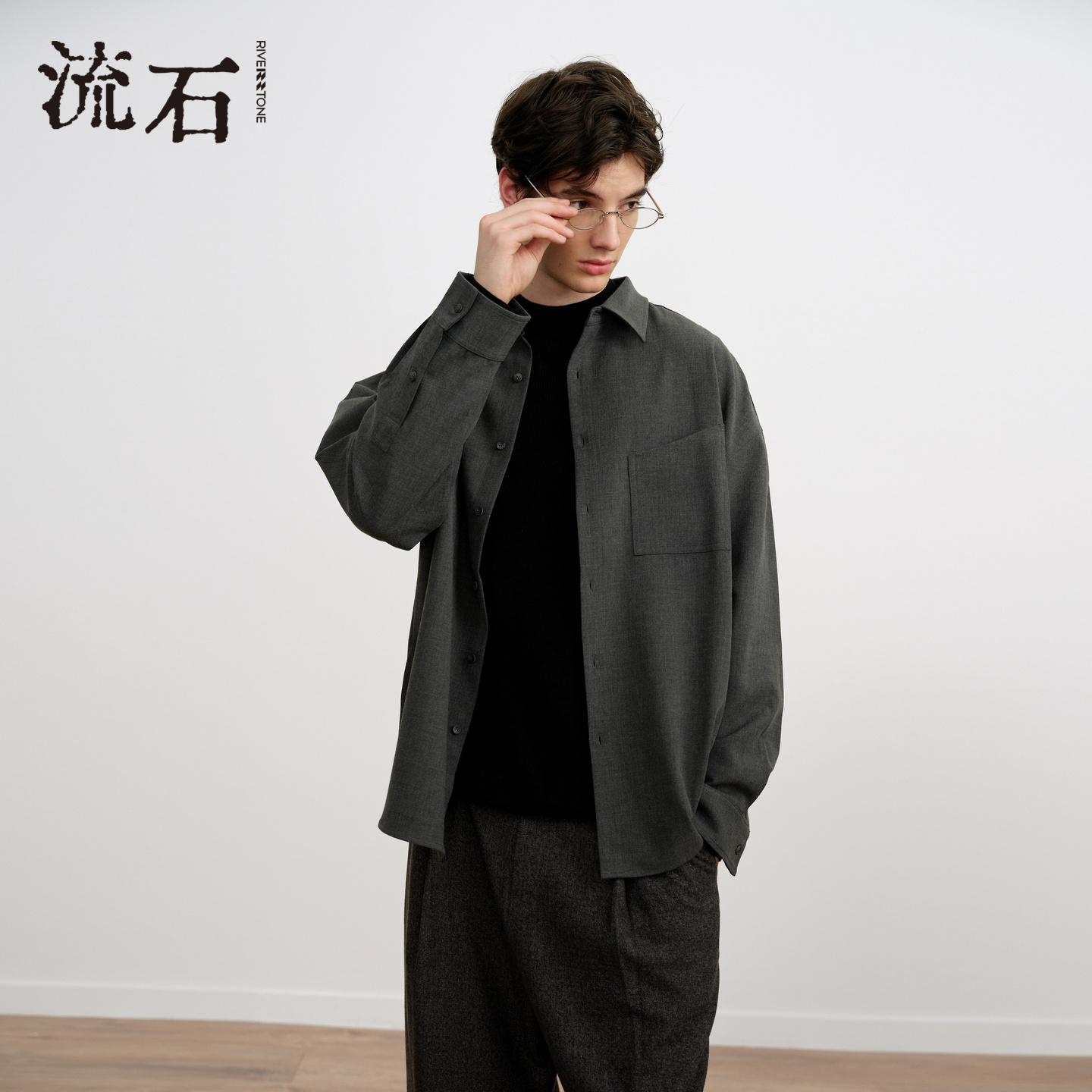 商场同款流石男装磨毛感长袖衬衫