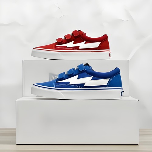 正品REVENGE X STORM闪电火焰帆布鞋复仇风暴魔术贴滑板街舞潮流