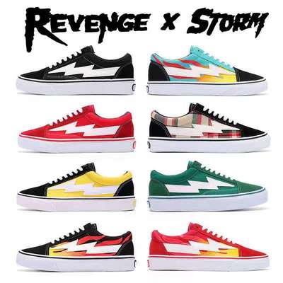 正品REVENGE X STORM闪电火焰帆布鞋复仇风暴滑板小白明星同款
