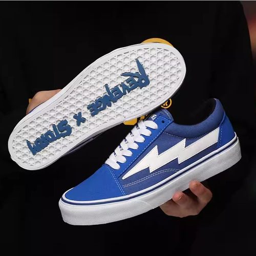 正品REVENGE X STORM闪电火焰帆布鞋复仇风暴百搭滑板街舞潮