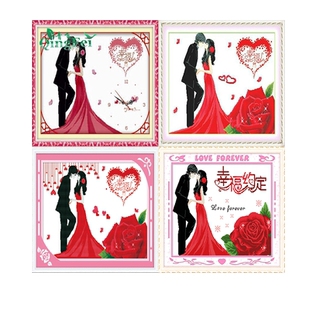 青飞精准幸福的约定二十字绣挂钟爱意永浓一吻定情情深意长结婚