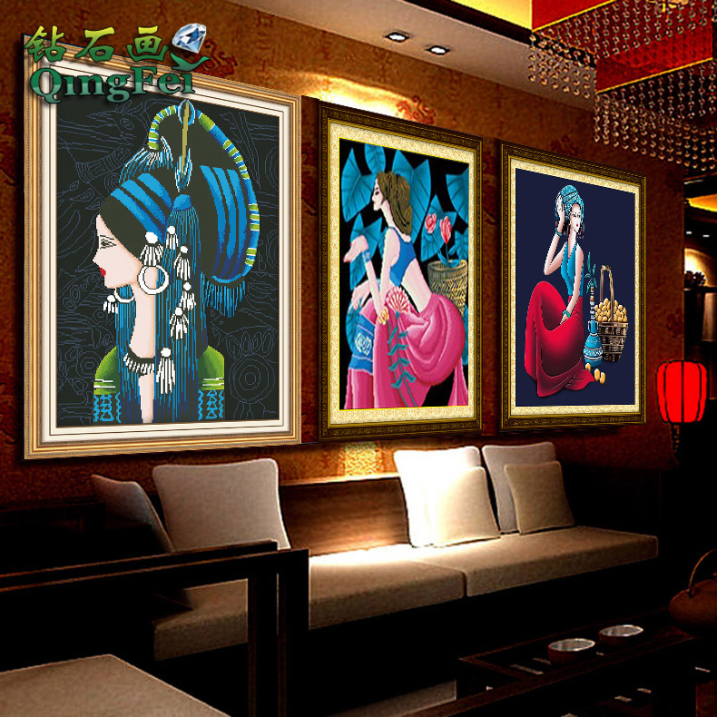青飞5D立体贴钻画阿诗玛钻石画十字绣圆钻古典油画餐厅客厅包邮
