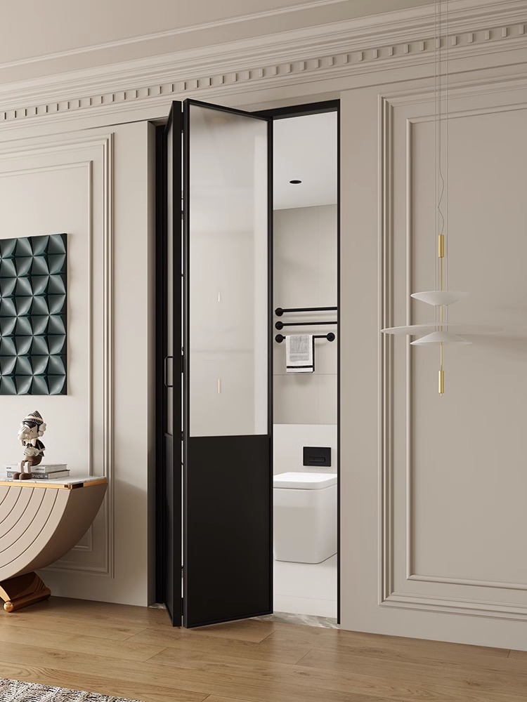 Shanghai French bathroom door retro folding door Changhong glass door sliding door kitchen balcony partition aluminum alloy door
