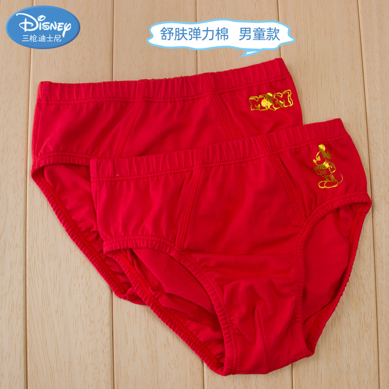 迪士尼男女童大红新疆棉三角内裤