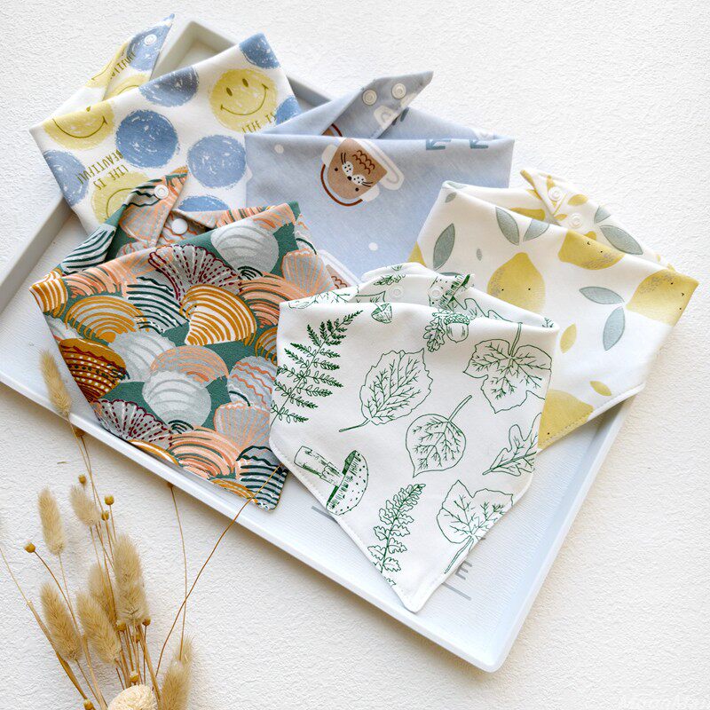 婴儿童A类纯棉口水巾小宝宝双层纯全棉三角巾小围嘴防风围巾0-3岁