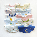 婴儿a类纯棉防水口水巾宝宝360度刺绣图案防吐奶围嘴假领子0-3岁