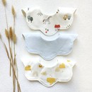 婴儿童360度双层纯棉防水接口水巾宝宝花朵a类小围嘴围巾假领子