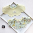 婴儿童双面图案纯棉加宽口水巾宝宝360度花朵a类全棉围嘴加宽加大