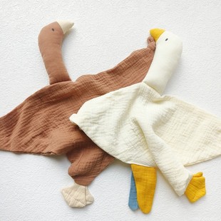 ins北欧丹麦款宝宝大鹅玩具纯棉睡觉哄睡可入口啃咬0-1岁安抚巾