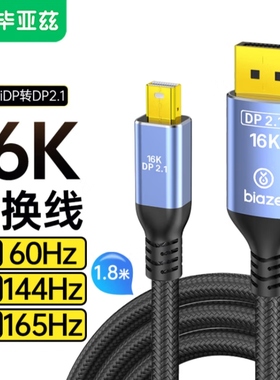 毕亚兹  Mini DP转DP2.1版转接线 16K60hz雷电口高清视频转换器线