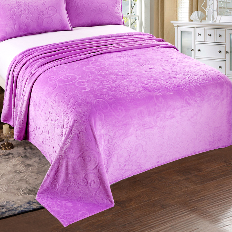 保暖法兰绒毛毯子珊瑚绒午睡空调小盖毯单双人冬季铺床加厚大床单