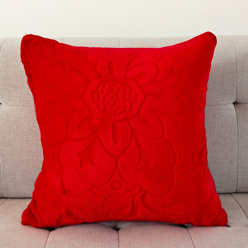 法兰绒抱枕套子珊瑚绒方形沙发靠垫办公室汽车内腰靠床头枕不含芯