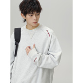 套头衫 400g重磅美式 圆领卫衣结构拼接插肩袖 字母刺绣上衣外套潮q