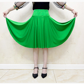 新款 牛奶丝中裙跳舞服装 女中老年舞蹈裙跳舞裙子半身裙夏