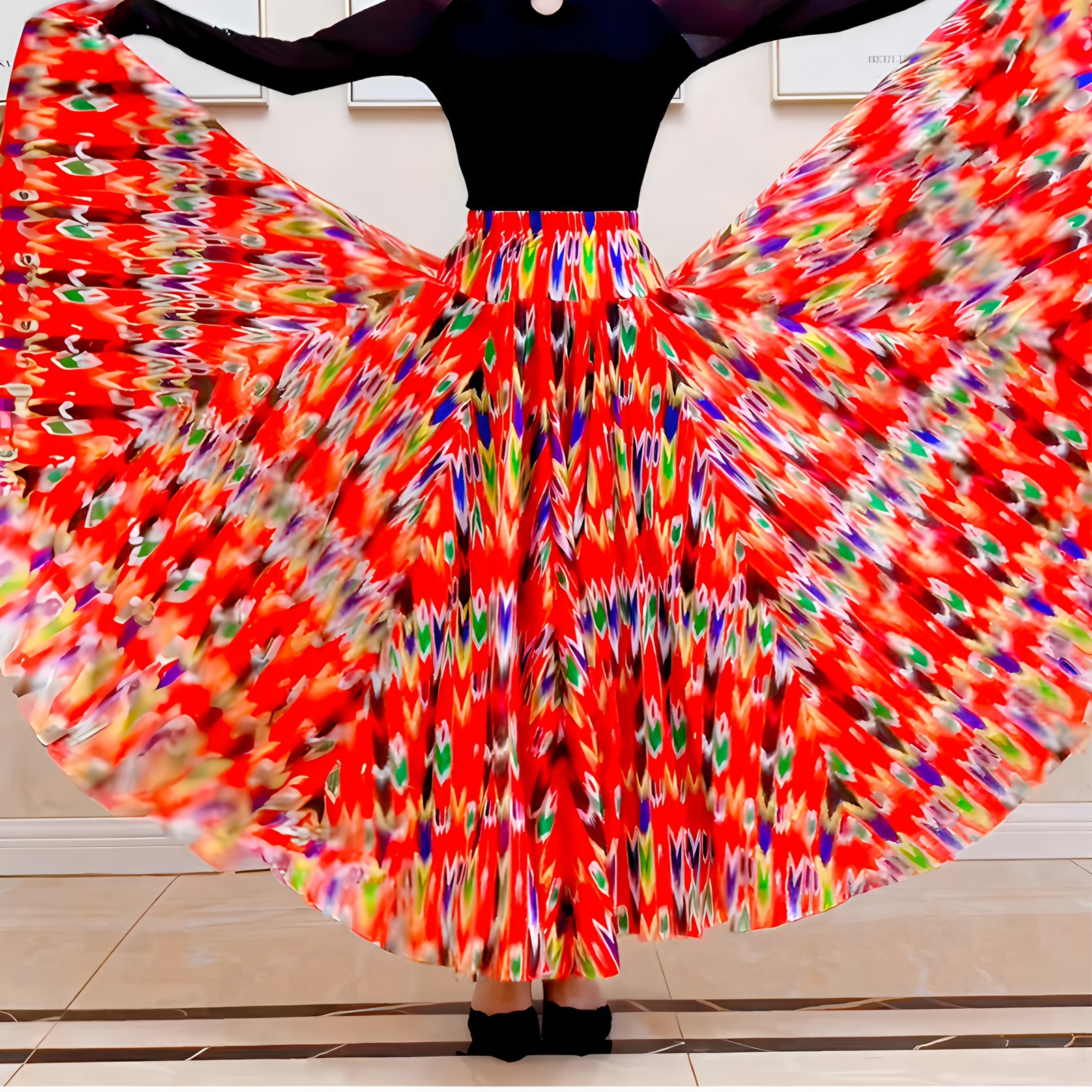 720度大摆裙广场舞新疆舞蹈民族舞大裙摆舞蹈半身裙跳舞长款裙子