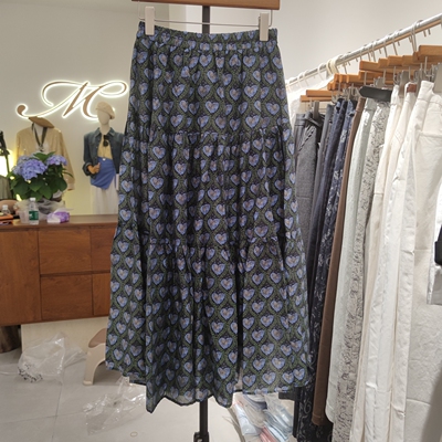 3355夏季新款女装印花高腰显瘦A字裙洋气时尚半身裙天丝棉