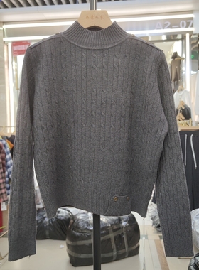 3381秋冬新款女半高领长袖纯色针织衫毛衣套头宽松上衣打底衫麻花