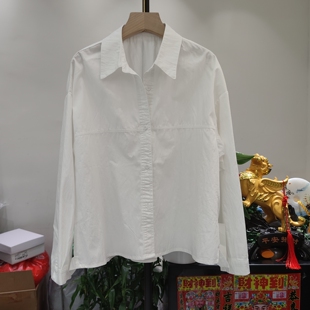 衬衫 601春季 翻领长袖 女装 女宽松显瘦上衣女休闲百搭纯棉 新款