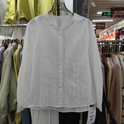 QXS5206春季新款韩版时尚圆领木耳边甜美风长袖女式衬衫宽松上衣