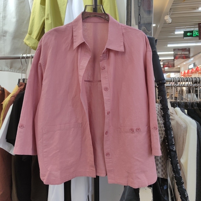 燕儿佳85568春季新款女装翻领九分袖衬衫女宽松显瘦休闲上衣女