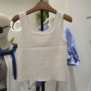 3012春夏新款韩版U领短袖T恤女宽松遮肚子显瘦百搭上衣针织背心