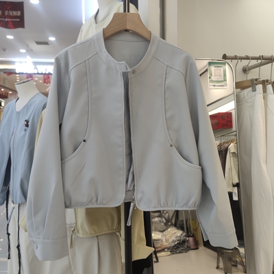 68007春季新款女装圆领长袖短外套女宽松显瘦上衣女潮夹克棒球服
