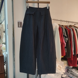 研秀668春季女松紧腰直筒裤纯色简约休闲裤长裤宽松牛仔阔腿裤