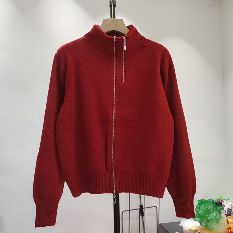 88666秋季新款通勤纯色毛衣休闲针织衫拉链开衫外套女简约