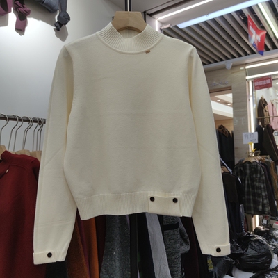 3370秋冬新款女半高领长袖纯色针织衫毛衣宽松显瘦百搭上衣打底衫