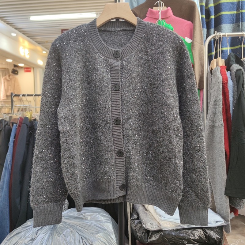 368早春新款女圆领长袖针织衫毛衣开衫外套亮片打底衫单排扣,女装/女士精品,毛针织衫,淘宝优惠券,粉丝福利购,淘宝优惠卷