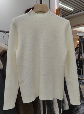 9818秋冬女半高领长袖纯色针织衫毛衣套头加绒加厚一体绒打底衫
