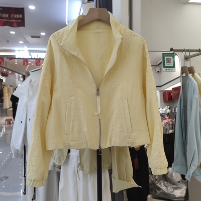 2603春季女装天丝棉亚麻薄款立领宽松休闲短款外套夹克带内衬透气