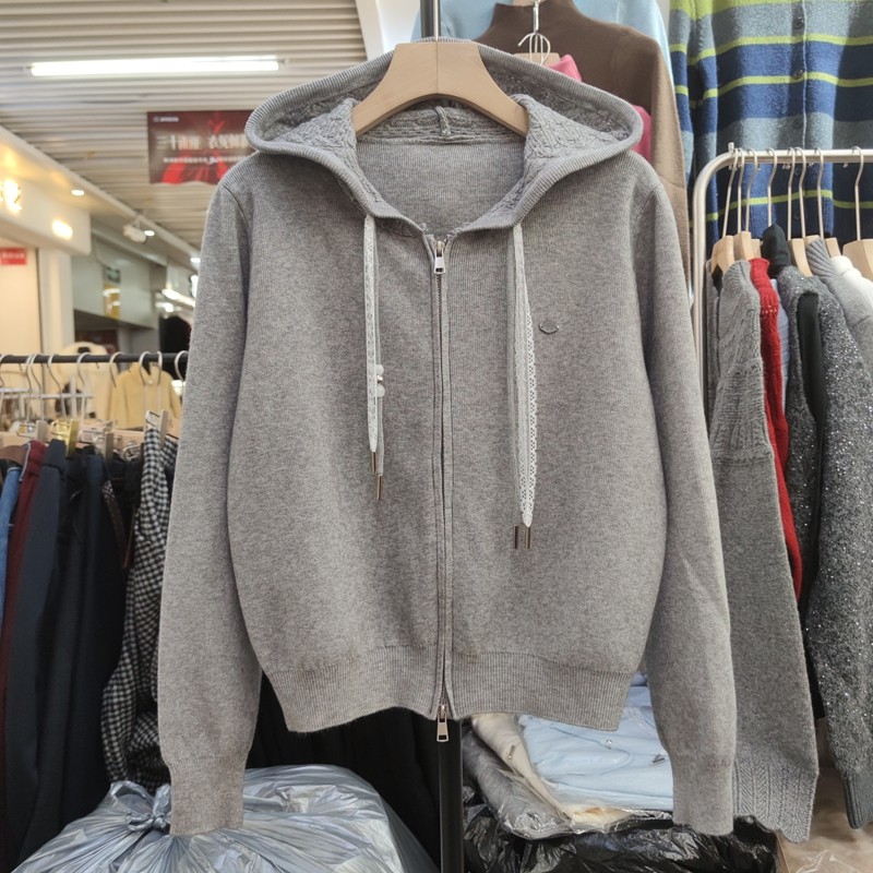 25287早春新款女连帽长袖针织衫毛衣开衫外套拉链打底衫蕾丝抽绳,女装/女士精品,毛针织衫,淘宝优惠券,粉丝福利购,淘宝优惠卷