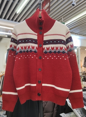 85101秋冬女高领长袖针织衫毛衣开衫外套宽松专柜品质早春