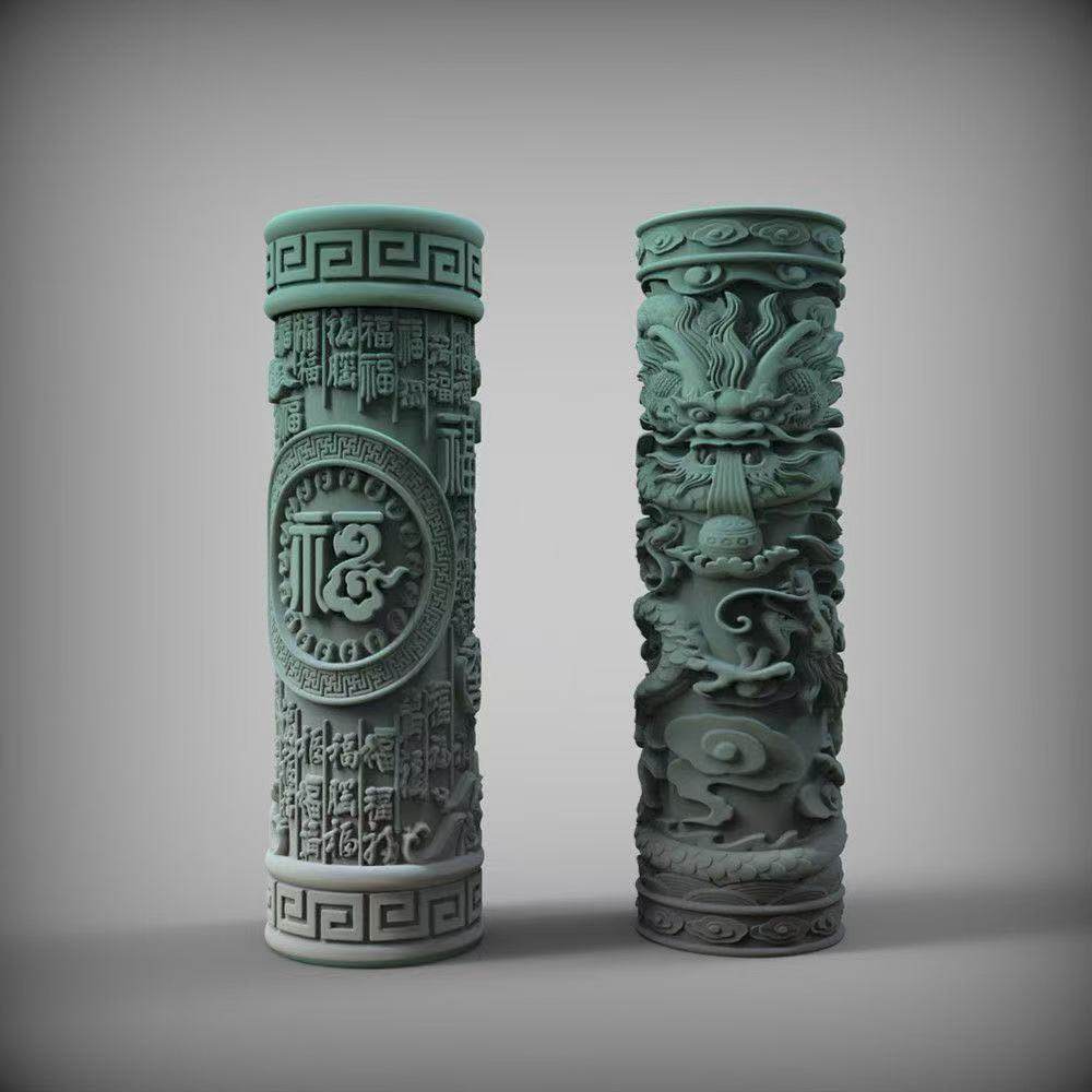 新中式百福柱三龙柱招财转运风水旺宅旺财水泥鱼缸造景微景观装饰,家居饰品,装饰摆件,淘宝优惠券,粉丝福利购,淘宝优惠卷