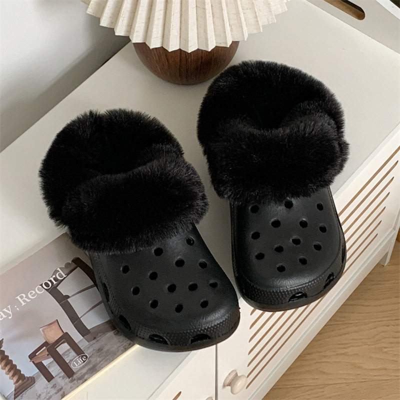 洞洞鞋加绒内胆可拆卸秋冬季保暖防寒鞋套可拆洗加厚软毛绒套