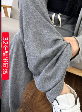 春秋新款灰色糯米裤女高个子加长阔腿裤高腰窄版直筒裤超长拖地裤