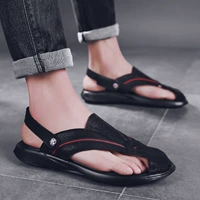 Dép mới 2019 nam triều mùa hè Phiên bản Hàn Quốc của Baotou sandal xương da sandal nam ngoài trời mềm đôi giày đi biển đôi - Giày thể thao / sandles dép quai hậu gucci