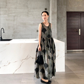 ALIN宝藏艺术家 植物脏染21姆米桑蚕丝斜纹绸雨伞背心连衣裙