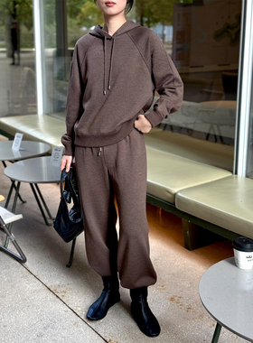 ALIN澳洲chao细羊毛 内里拉绒工艺row连帽卫衣+松紧腰运动裤套装