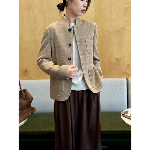 ALIN LP老钱风spagna圆机双面针织澳洲羊毛外套