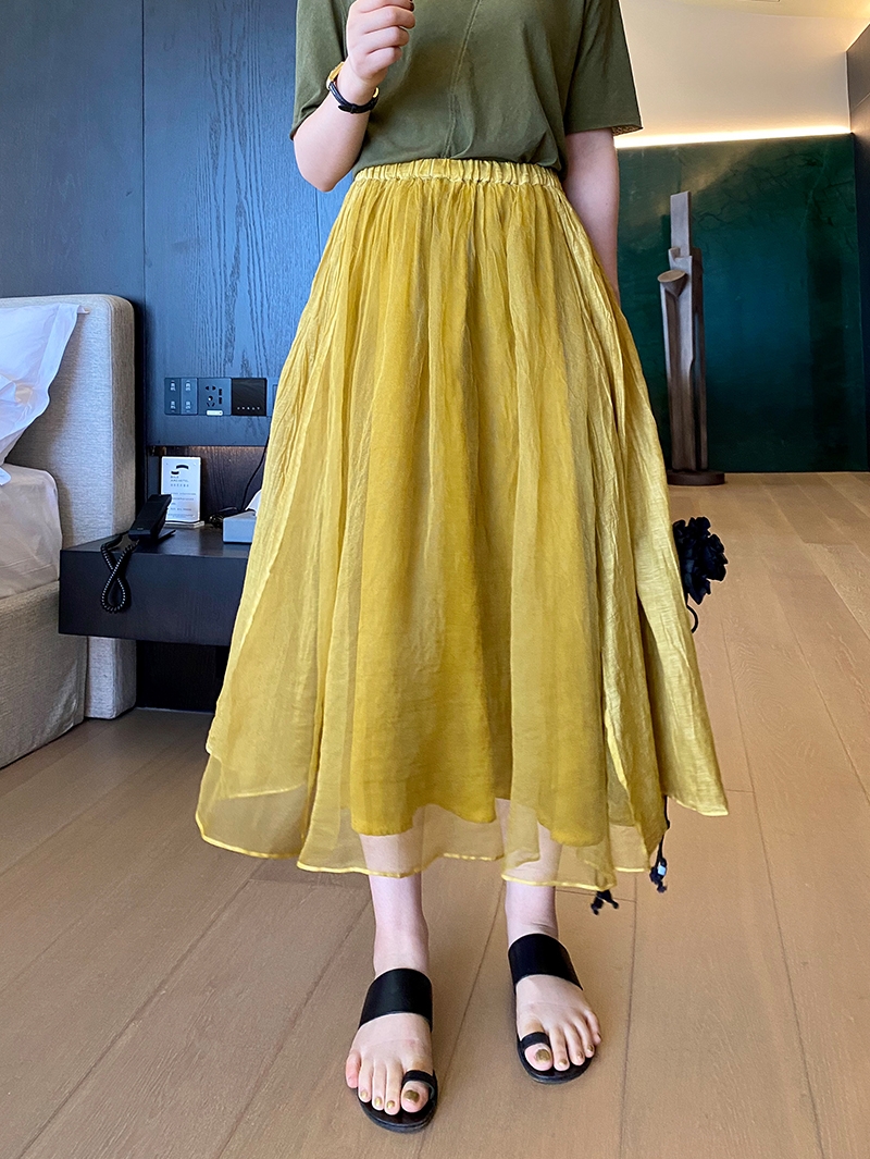 桑蚕丝女装半身裙复古A型