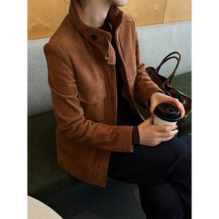 ALIN【LP鼎级线】意大利老钱 进口羊皮绒面皮衣旅行者猎户外套