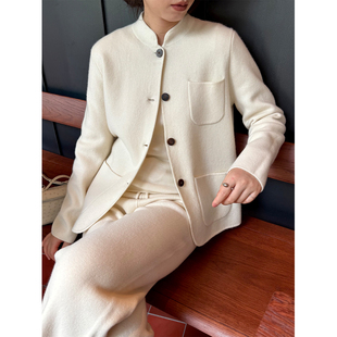 ALIN【匠心至纯】文雅小立领spagna康赛妮山羊绒+松紧休闲裤套装