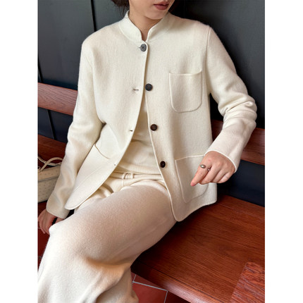 ALIN【匠心至纯】文雅小立领spagna康赛妮山羊绒+松紧休闲裤套装