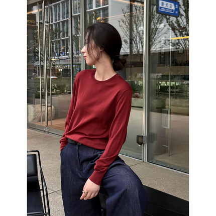 ALIN【国王的礼物】LP纱线12.8微米200支初剪羊毛中缝圆领针织衫